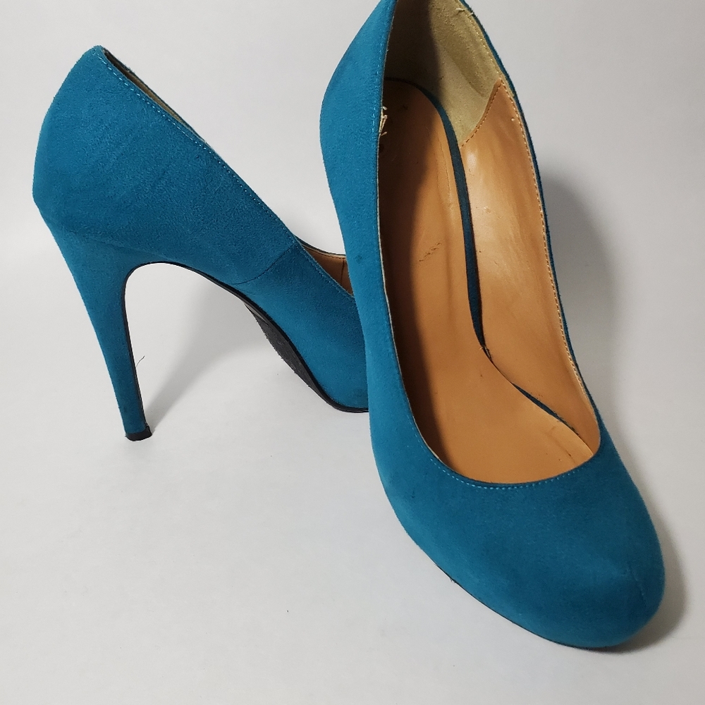 Blue high heels shoes